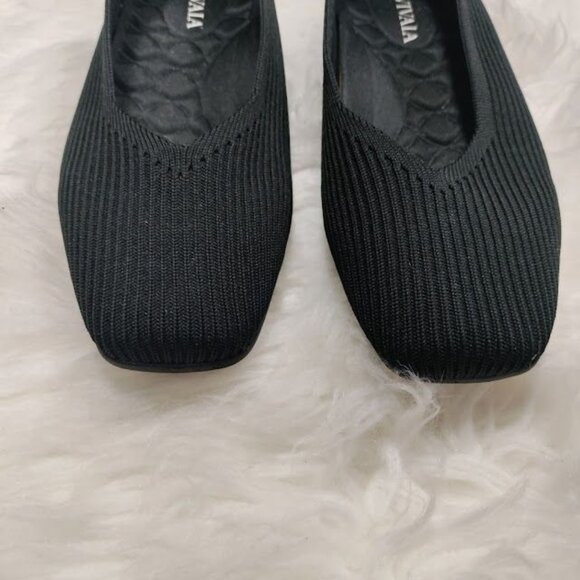 Vivaia Margot Walker Black Square-Toe Flats Women Size 35 Sustainable Knit - Picture 7 of 8